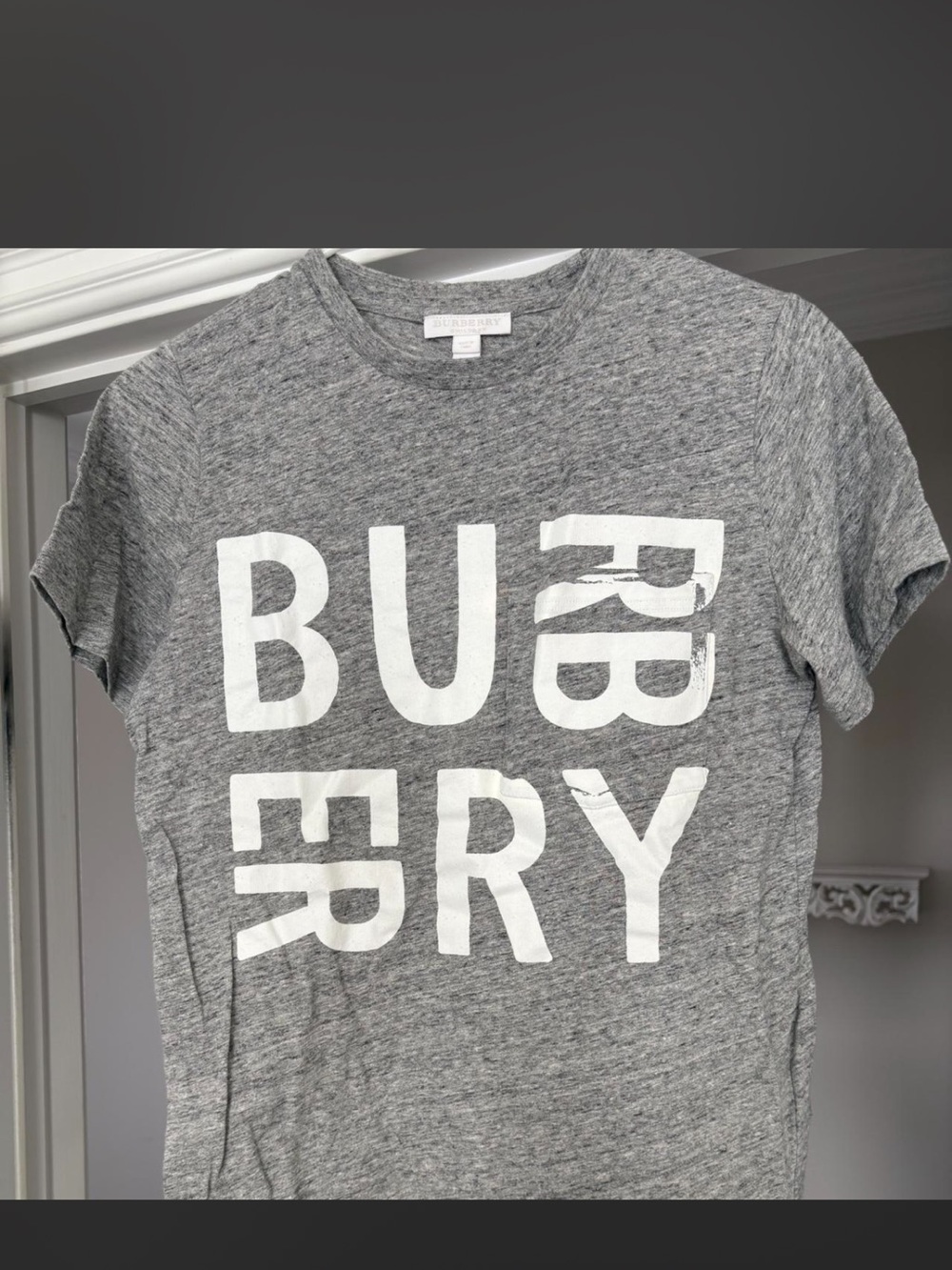 Burberry Grey Crewneck Tee with Subtle Labeling
